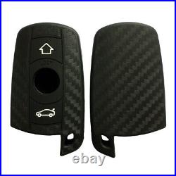 Carbon Fiber Pattern Soft Silicone Car Key Fob Cover for BMW 1 3 5 Series X5 X6