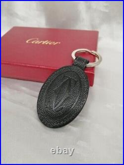 Cartier Keyring Keychain Black 2C Logo Accessory Bag Charm Women's