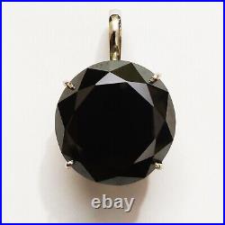 Certified 100 Cts Black Diamond Solitaire Sterling Silver 925 Pendant with Chain