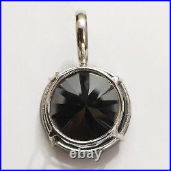 Certified 100 Cts Black Diamond Solitaire Sterling Silver 925 Pendant with Chain