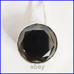 Certified 200 ct Black Diamond Solitaire Pendant 925 Sterling Silver with Chain