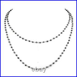 Certified 3 mm 34 Natural Black Diamond Chain Necklace for Men's & Woman