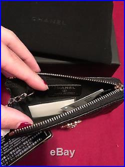 Chanel BLACK Camellia O-Key Card Holder/Keychain Caviar GHW