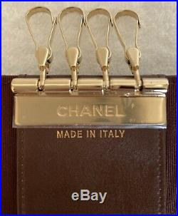 Chanel Black Caviar Classic 4 Key Holder O-Key with Burgundy Lining LGHW