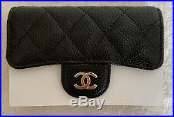 Chanel Black Caviar Classic 4 Key Holder O-Key with Burgundy Lining LGHW