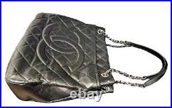 Chanel Black Leather Handbag CC Caviar Quilted Large Shoulder Bag, Box, Card