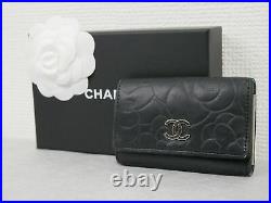 Chanel Camellia Key Case Black Lambskin Italy Authentic #4376P