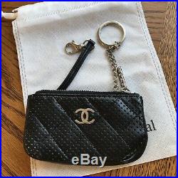 Chanel Card Case/Key Chain Black Perforated