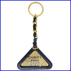 Chanel Gold Black Triangle Key Chain Bag Charm 94P 123277