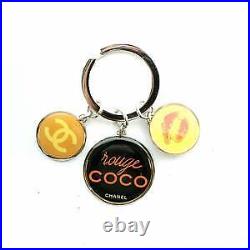 Chanel Key Ring Chain Rouge Coco Logo Black Yellow Orange /Xz Gy11