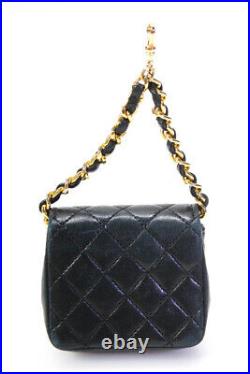 Chanel Vintage Micro Belt Quilted Chain-Link Bag Keychain