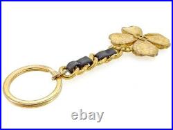 Chanel key ring Key holder Gold Black Leather Gold Hardware Authentic Used T8822