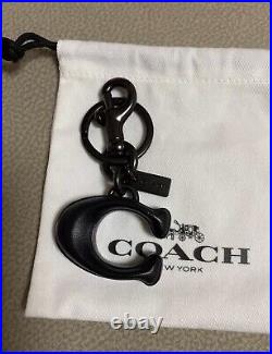 Coach Black Big Signature C Keychain Bag Charm
