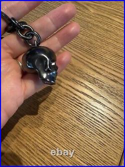 Coach Black Metal Skull Bag Charm FOB Keychain Keyring