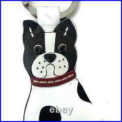 Coach Boston Terrier French Bulldog Key Chain Charm Vintage Leather Keychain