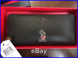 Coach Disney X Mickey Mouse Black Leather City Tote Bag Wallet Keychain Limited
