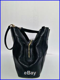 Coach F28997 Lexy Large Black Leather Shoulder Bag Disney Minnie Mouse Keychain