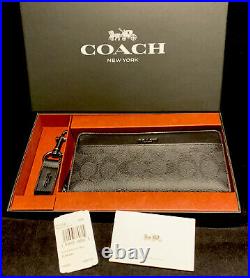 Coach F41345 Men's Signature Accordion Wallet Key Chain Gift Set Black / Oxblood