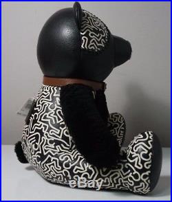 Coach Keith Haring Black and Chalk Leather Teddy Bear Style 20819
