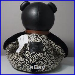 Coach Keith Haring Black and Chalk Leather Teddy Bear Style 20819
