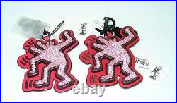 Coach Keith Haring Dancing Dog Bag Key Chain Fob Charm Crimson 28585 Lot Of 2