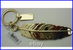 Coach Large Black Enamel Feather Gold Tone Metal Key Chain Ring Fob Last One