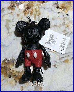 Coach Mickey Leather Keychain Limited New With Tag Black Red Disney
