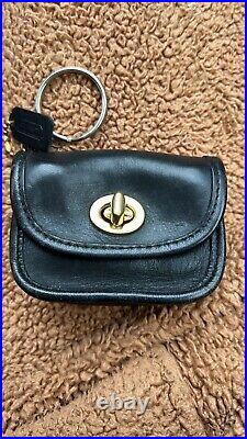Coach Vintage Black Leather City Bag Key Fob