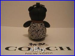 Coach X Black Keith Haring Leather Teddy Bear Key Chain Fob/bag Charm F20137