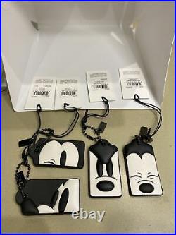 Coach X Disney Mickey Mouse Leather Hangtag Purse Charm Fobs Set Of 4. NWT