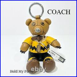 Coach X Snoopy Peanuts Charlie Brown Bear Keychain Bag or Backpack Charm NWT