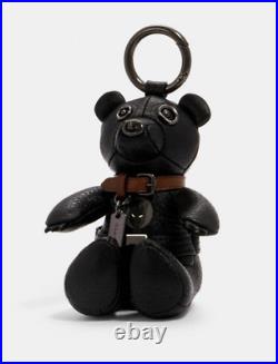 Coach x Marvel Black Panther Leather Bear Bag Charm Key Chain Ring 2750