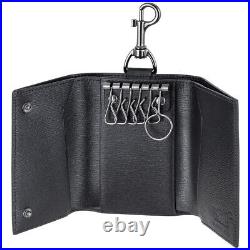 Credit card holder id document black leather key case wallet chain fob montblanc