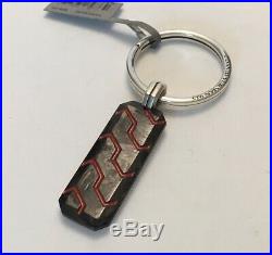 DAVID YURMAN Sterling Silver & Forged Carbon Red Resin Keychain NWT $350