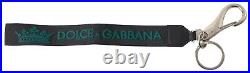 DOLCE & GABBANA Keychain Black DG Logo Rubber Silver Tone Metal Keyring 320usd