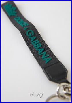 DOLCE & GABBANA Keychain Black DG Logo Rubber Silver Tone Metal Keyring 320usd