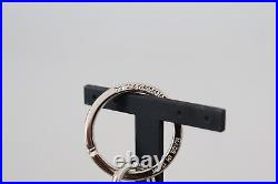 DOLCE & GABBANA Keychain Black Polyester Logo Silver Tone Brass Keyring 300usd