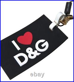 DOLCE & GABBANA Keychain Black Silicone DG Logo Gold Brass Keyring RRP 220usd