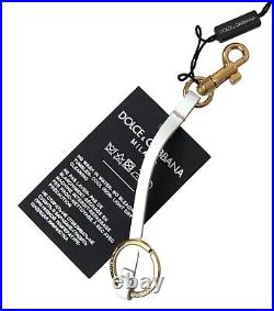 DOLCE & GABBANA Keychain Black Silicone DG Logo Gold Brass Keyring RRP 220usd