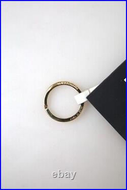 DOLCE & GABBANA Keychain Black Silicone DG Logo Gold Brass Keyring RRP 220usd