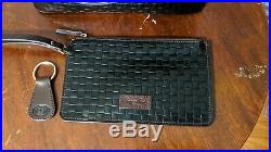 DOONEY AND BOURKE BLACK BASKET WEAVE TOTE WithWRISTLET AND KEY CHAIN NWOT
