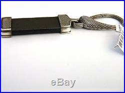 David Yurman Royal Cord Black Leather/Sterling Silver Key Chain NWT