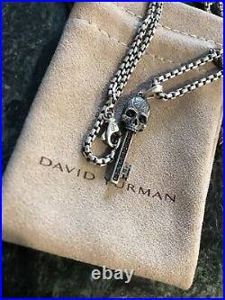 David Yurman Skull Key with Black Diamonds + DY 2.7mm, 24 Box Chain Necklace