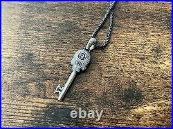 David Yurman Skull Key with Black Diamonds + DY Darkened Box Chain Necklace 17