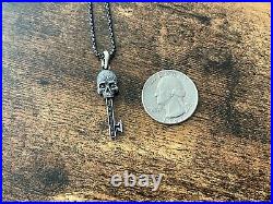 David Yurman Skull Key with Black Diamonds + DY Darkened Box Chain Necklace 17