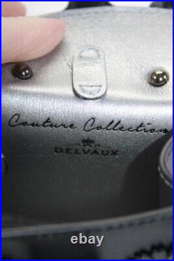 Delvaux Womens Leather Floral Applique Satchel Couture Micro Black Keychain