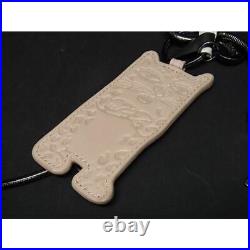 Diesel Leather Cat Key Chain Charm Ladies Beige Black Bf5012