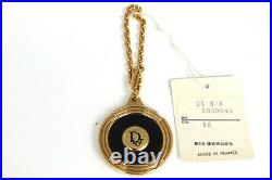 Dior bag charm Gold Silver black metal leather key chain key ring logo CD 340