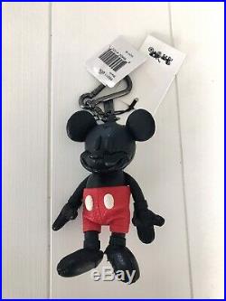 Disney x Coach 1941 Mickey Mouse Black Leather Keychain Fob Bag Charm 66511 NWT