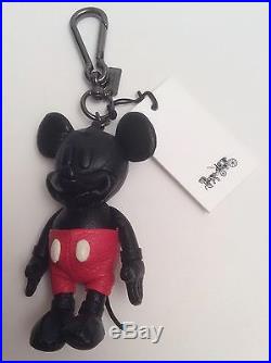 Disney x Coach Mickey Mouse Bag Charm Leather Limited Edition Red Black Keychain